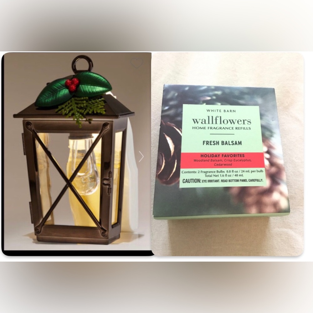 Bath and Body Works Holiday Lantern Nightlight With Fresh Balsam Two Pac…